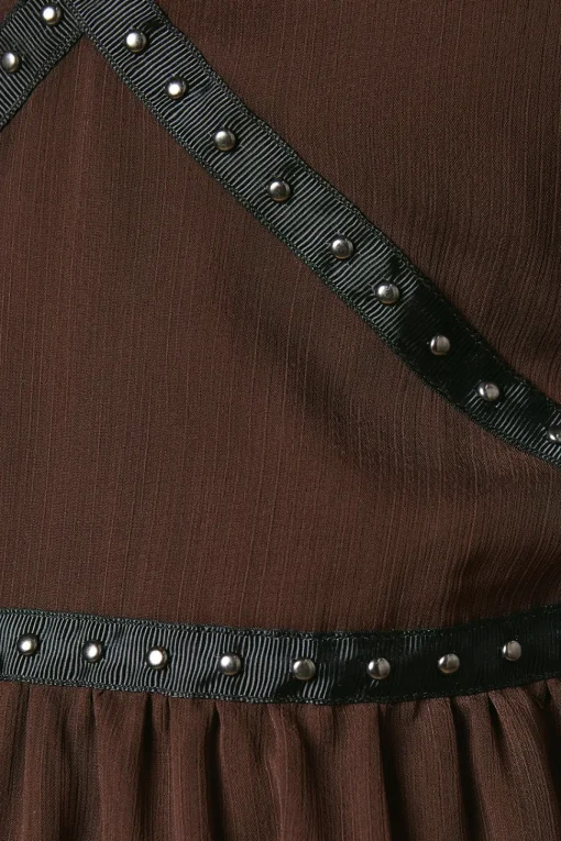 Petite Plain Stud Trim Detail Mini Dress