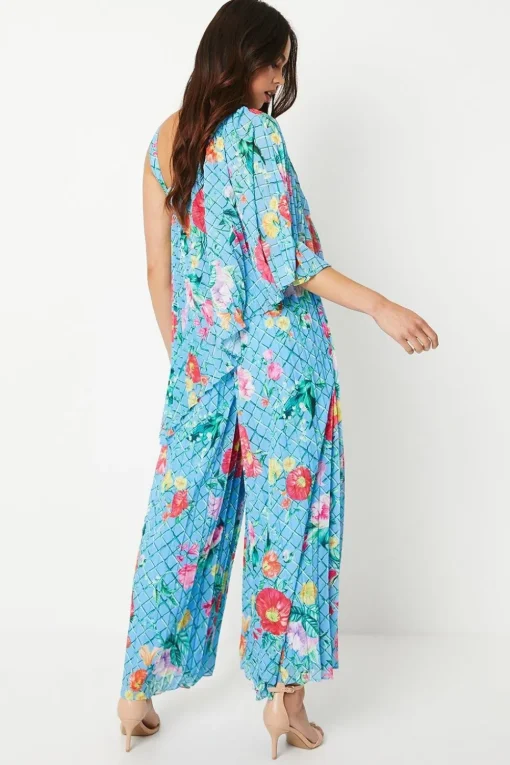 Petite Pleat One Shoulder Jumpsuit