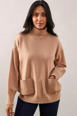 Petite Pocket Front Roll Neck Jumper