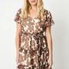 Petite Printed Chiffon Wrap Tier Mini Dress
