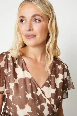 Petite Printed Chiffon Wrap Tier Mini Dress