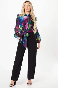 Petite Printed Long Sleeve Wedding Guest Jumpsuit