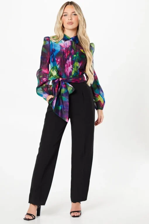 Petite Printed Long Sleeve Wedding Guest Jumpsuit