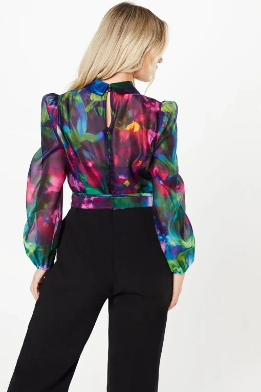 Petite Printed Long Sleeve Wedding Guest Jumpsuit