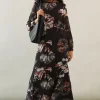 Petite Printed Tie Back Maxi Dress