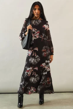 Petite Printed Tie Back Maxi Dress