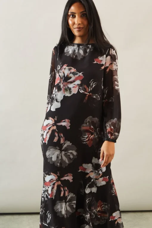 Petite Printed Tie Back Maxi Dress