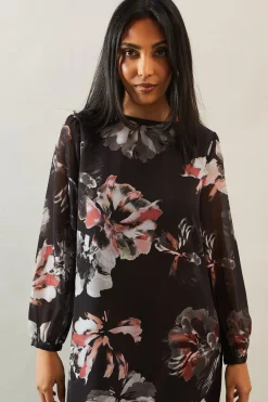 Petite Printed Tie Back Maxi Dress