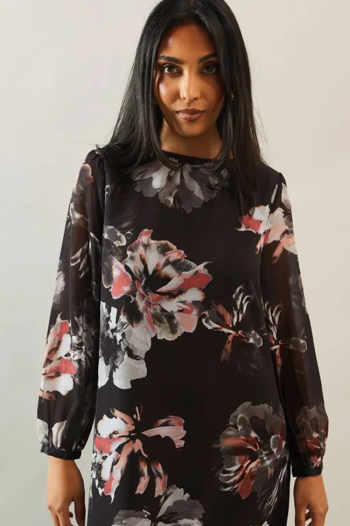 Petite Printed Tie Back Maxi Dress