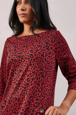 Petite Red Leopard Jacquard Ponte Shift Dress
