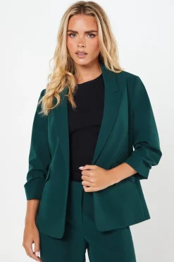 Petite Ruched Sleeve Blazer