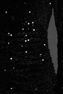 Petite Ruched Velvet Sequin Mini Dress