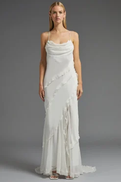 Petite Ruffle Detail Tiered Hem Maxi Dress
