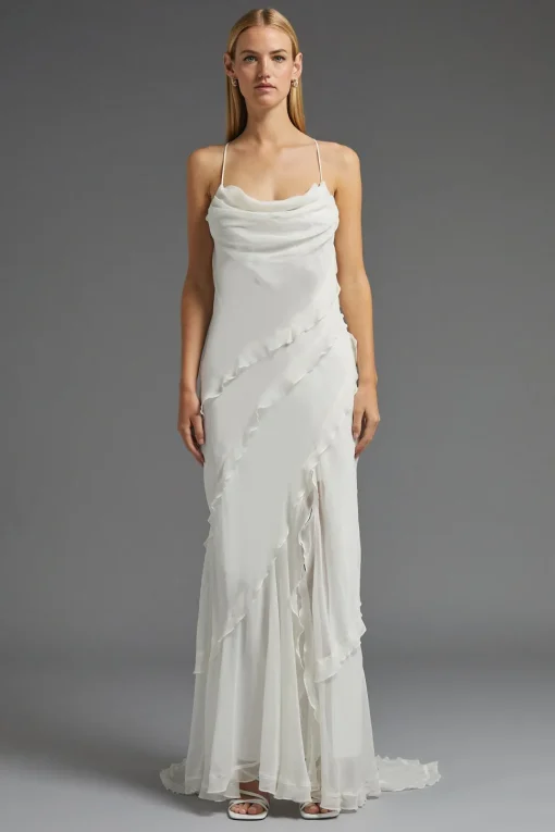 Petite Ruffle Detail Tiered Hem Maxi Dress