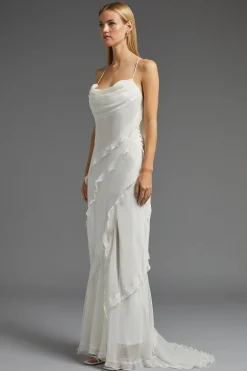 Petite Ruffle Detail Tiered Hem Maxi Dress