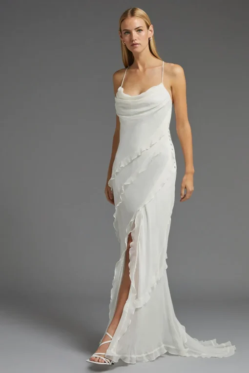 Petite Ruffle Detail Tiered Hem Maxi Dress