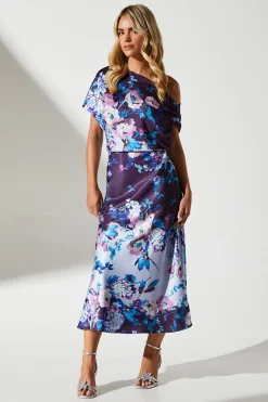 Petite Satin Bias Cut Midi Wedding Guest Dress