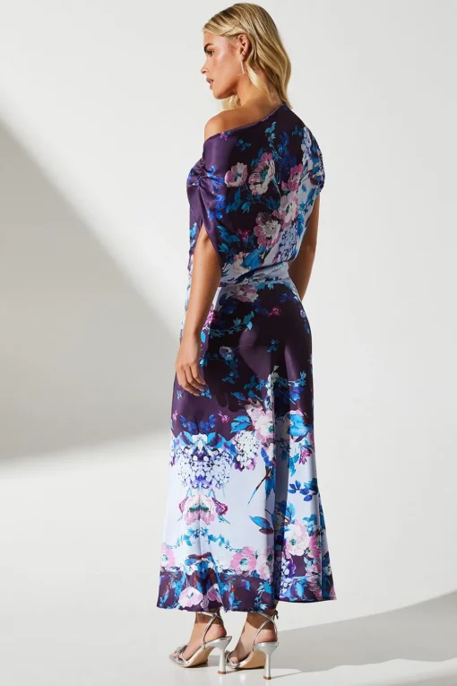 Petite Satin Bias Cut Midi Wedding Guest Dress