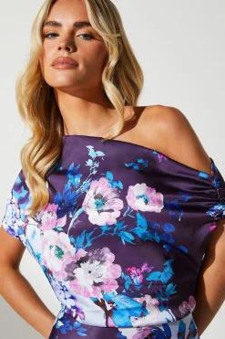 Petite Satin Bias Cut Midi Wedding Guest Dress