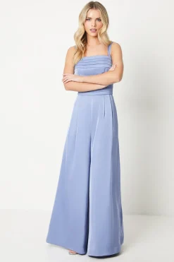 Petite Satin Cami Pleat Jumpsuit