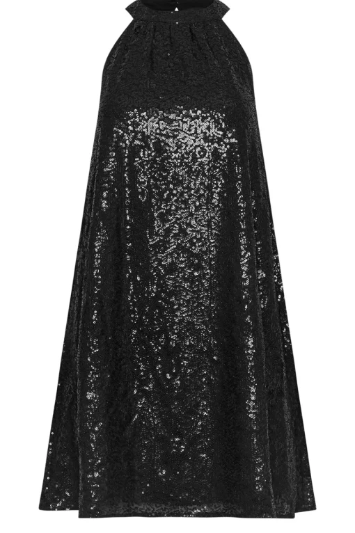 Petite Sequin Halter Neck Dress