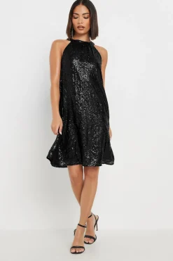 Petite Sequin Halter Neck Dress