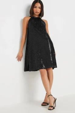 Petite Sequin Halter Neck Dress