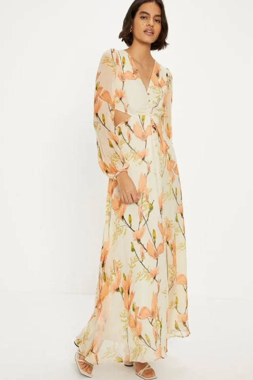 Petite Soft Floral Detail Cut Out Maxi Dress