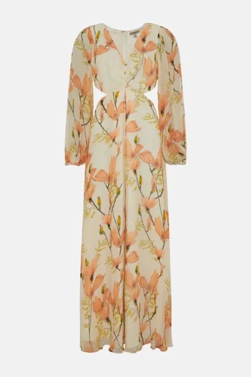 Petite Soft Floral Detail Cut Out Maxi Dress