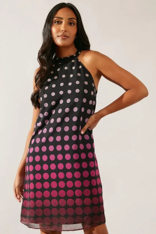 Petite Spot Halterneck Shift Dress