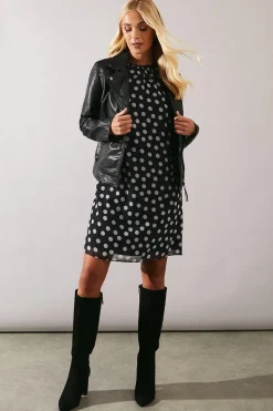 Petite Spot Print Volume Sleeve Shift Dress