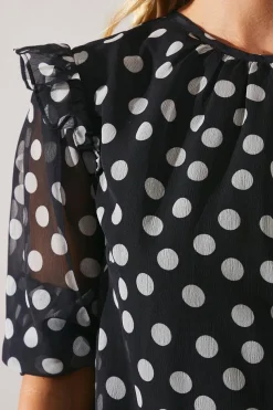 Petite Spot Print Volume Sleeve Shift Dress