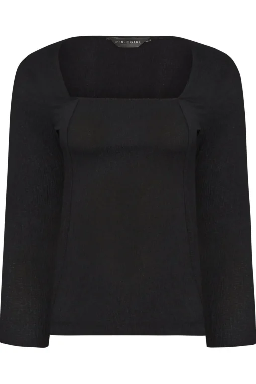Petite Square Neck Long Sleeve Top