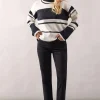 Petite Striped Colour Block Roll Neck Jumper