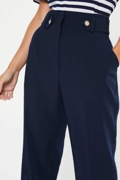 Petite Tab Belted Straight Leg Trouser