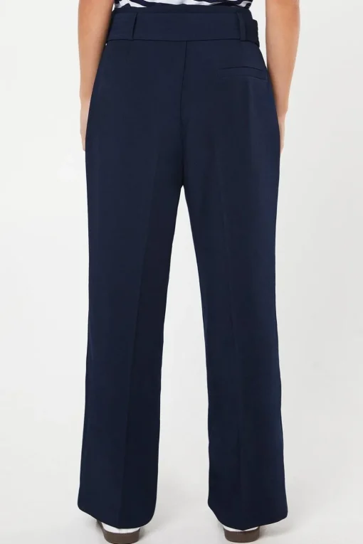 Petite Tab Belted Straight Leg Trouser