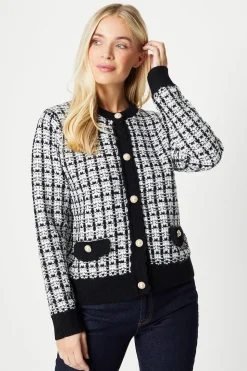 Petite Tweed Button Front Cardigan
