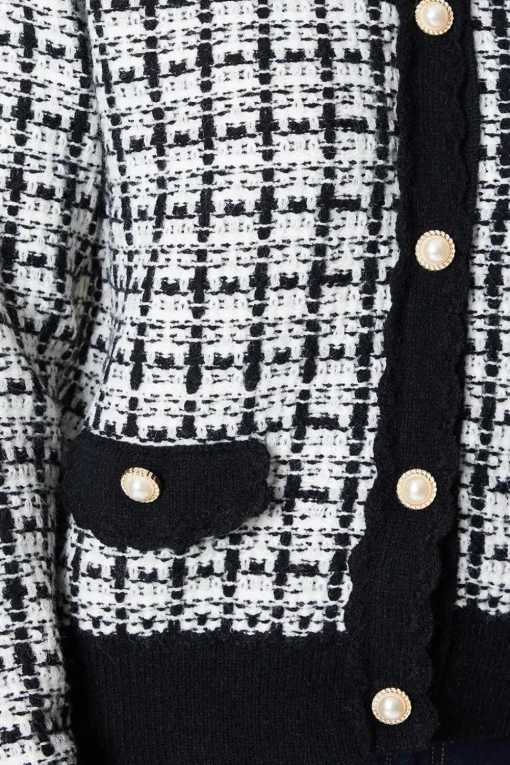 Petite Tweed Button Front Cardigan