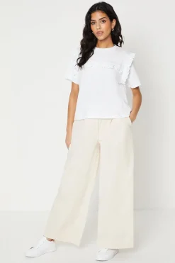 Petite Twill Paperbag Straight Leg Trouser