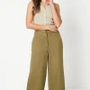 Petite Twill Turn Up Hem Straight Leg Trouser