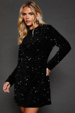 Petite Velvet Sequin Mini Dress