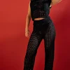 Petite Wide Leg Crochet Trousers