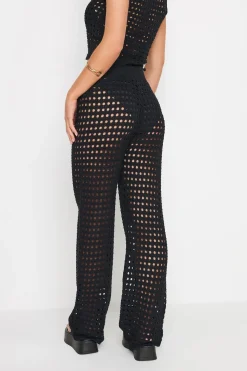 Petite Wide Leg Crochet Trousers