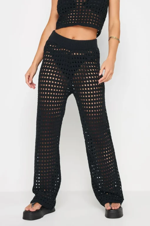 Petite Wide Leg Crochet Trousers