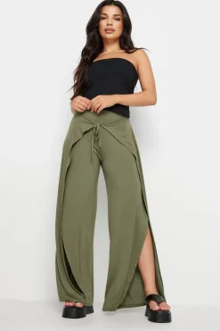 Petite Wide Leg Wrap Trousers