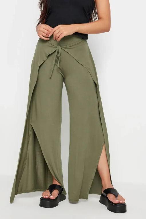 Petite Wide Leg Wrap Trousers