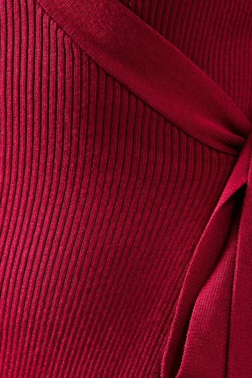 Petite Wrap Belted Knitted Midi Dress