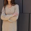 Petite 'Adeline' V Neck Knitted Jumper Dress