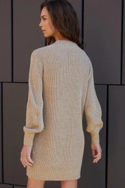 Petite 'Adeline' V Neck Knitted Jumper Dress