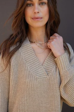 Petite 'Adeline' V Neck Knitted Jumper Dress